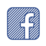 Icône carrée bleue avec un petit "f" minuscule blanc au centre, style logo réseau social.